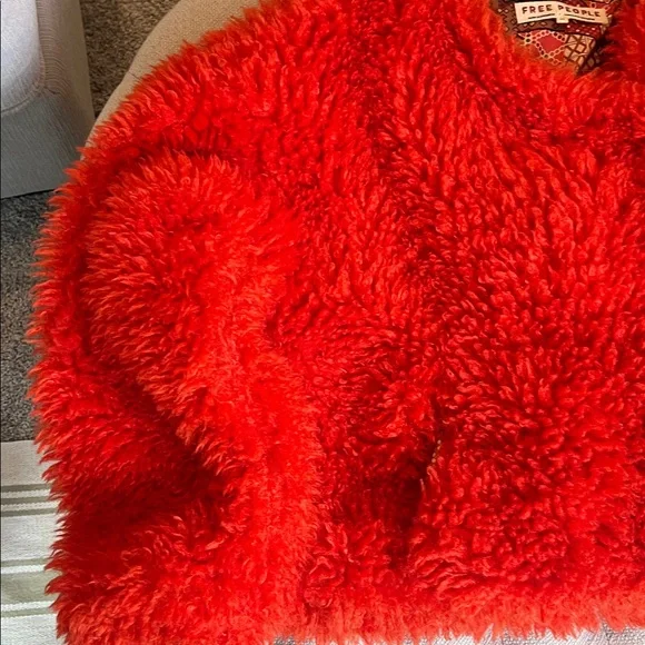 EUC. Free People Lena Teddy Jacket Orangish-red XS - Picture 6 of 11